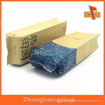 Gisement latéral imprimé à imprimé personnalisé sac en papier kraft pour emballage alimentaire